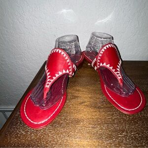 Bernardo Gabi Slip On Slide Thong Embroidered Shark Teeth Sandal Shoes